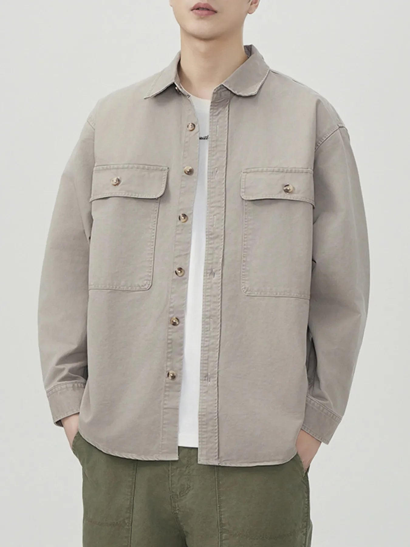 Men's Plus Size Button Up Long Sleeve Shirt