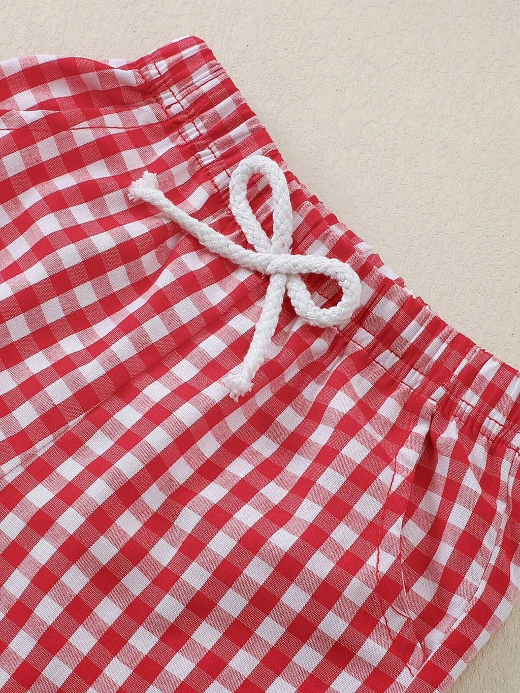 Children's XOXO Heart Print T-shirt & Gingham Shorts Set