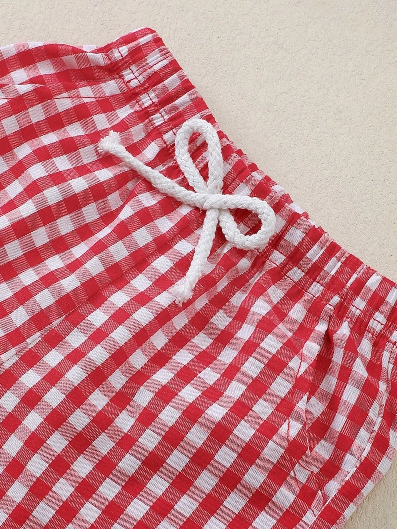 Children's XOXO Heart Print T-shirt & Gingham Shorts Set
