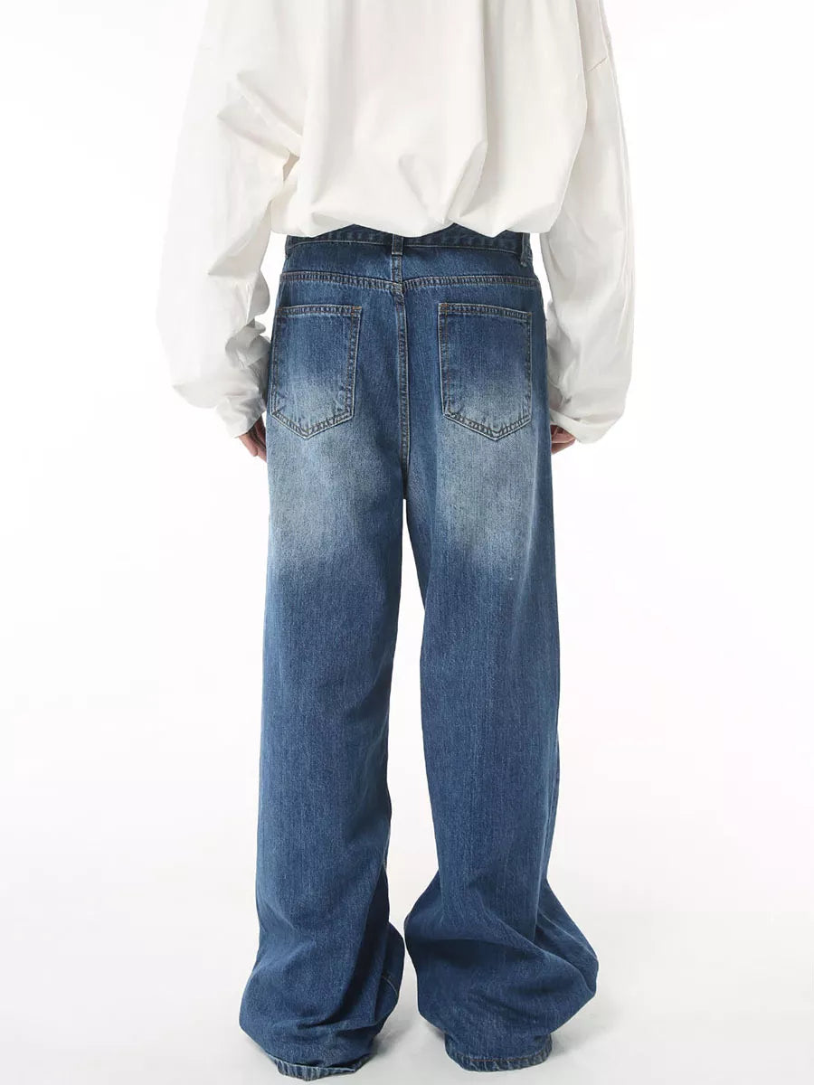 Men's Vintage Wash Wide Leg Jeans