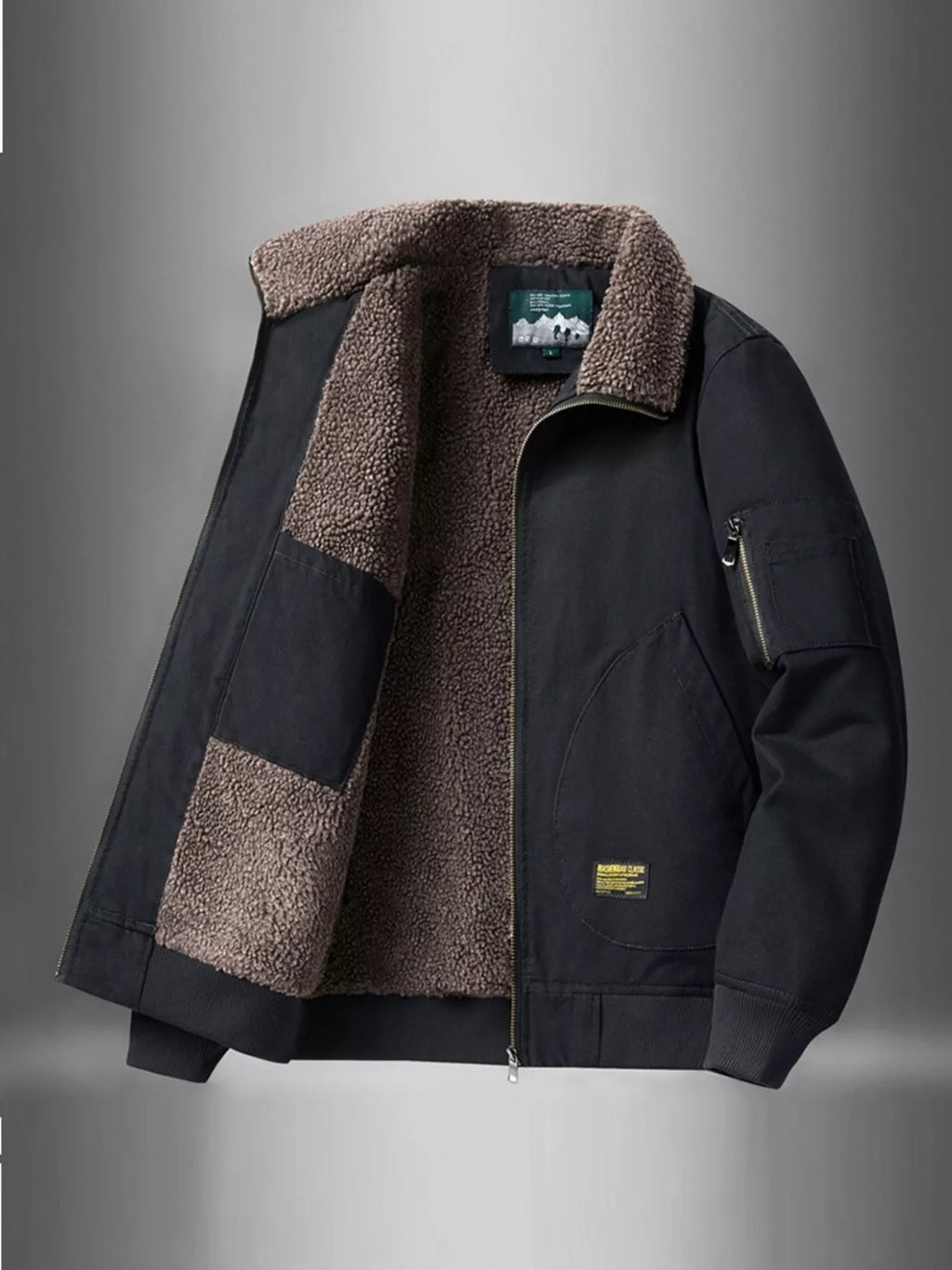 Men's Plus Size Zip Up Fur Collar Jacket