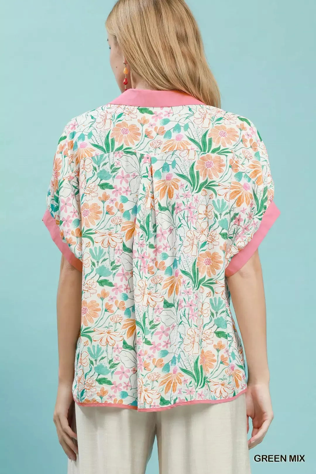 Umgee Floral Print Oversized Top