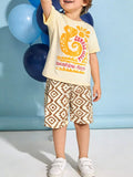 Children's Graphic Tee & Geometric Print Shorts Set