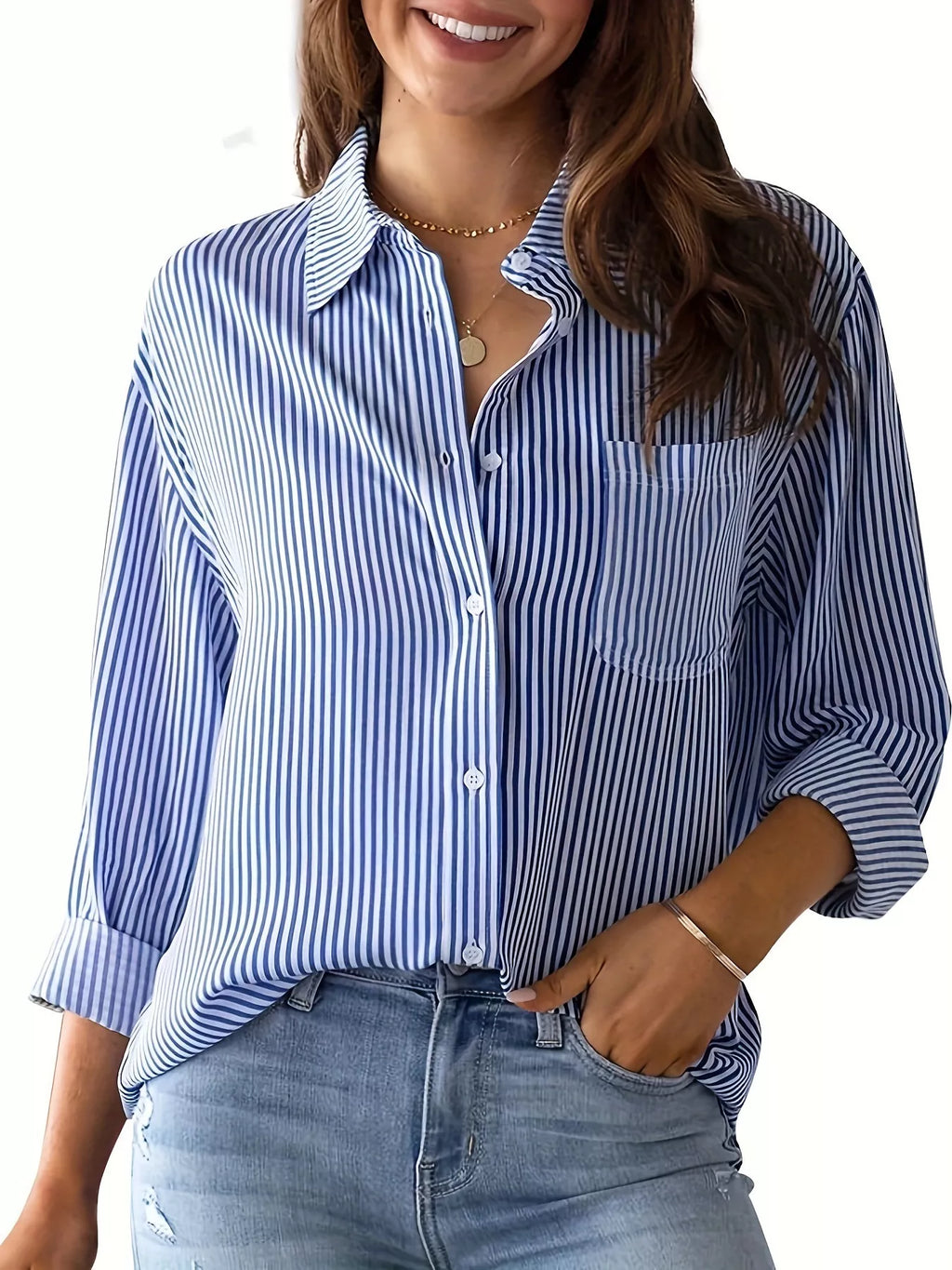 Striped Button-Down Relaxed Fit Shirt