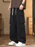 Men's Plus Size Loose Fit Cargo Pants with Drawstring