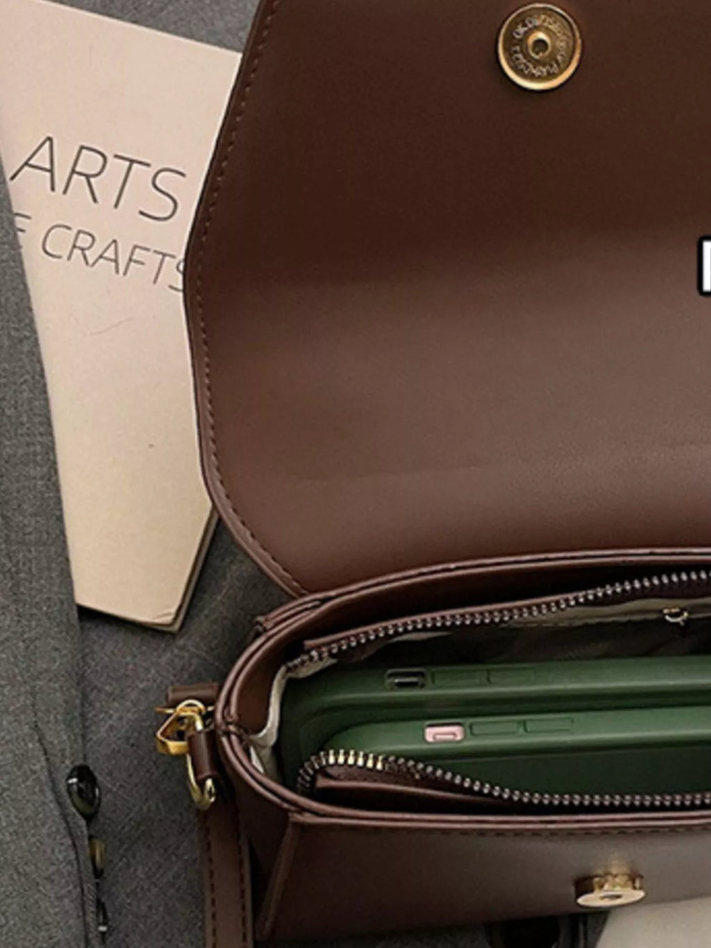 Vintage Suede Flap Crossbody Bag