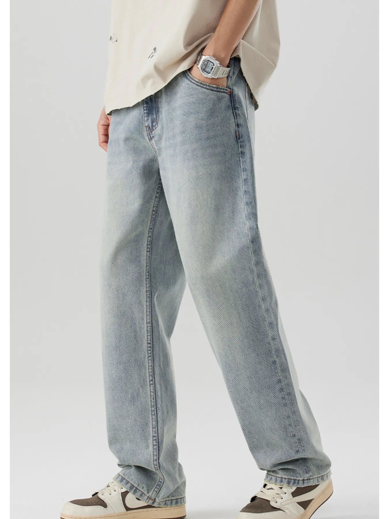 Men's Wash Wide Leg Jeans