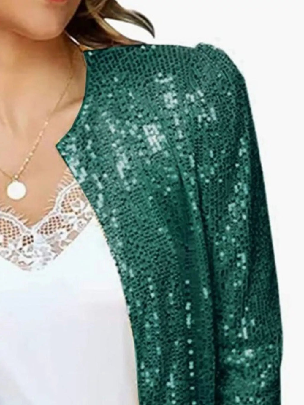 Full Size Sequin Long Sleeve Jacket Plus Size