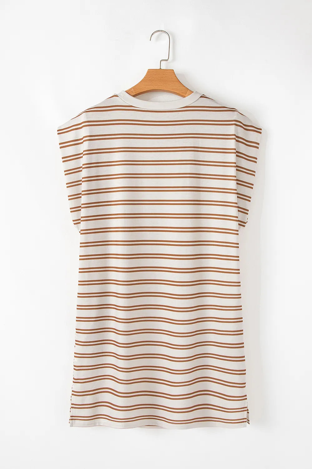 Stripe Round Neck Sleeveless Pocketed Mini Dress