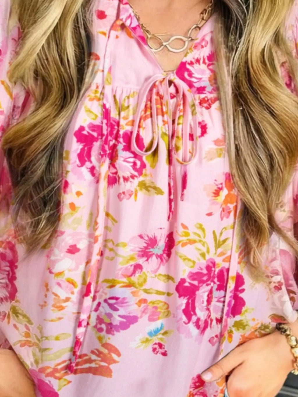 Floral Tie Neck Blouse