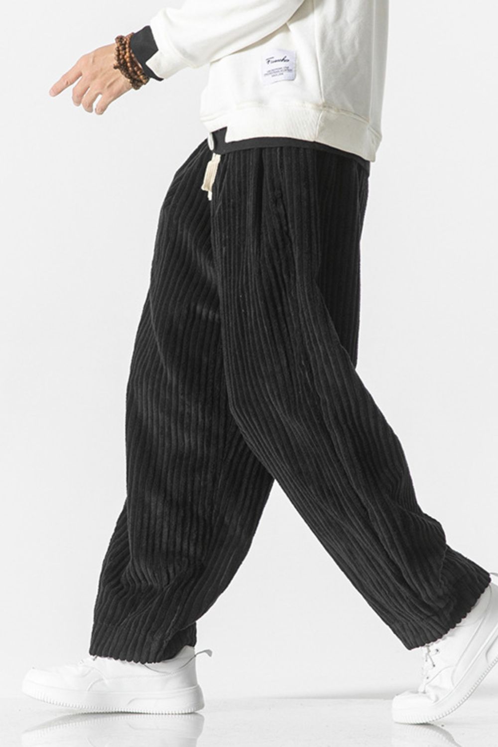 Men's Plus Size Corduroy Wide Leg Casual Pants