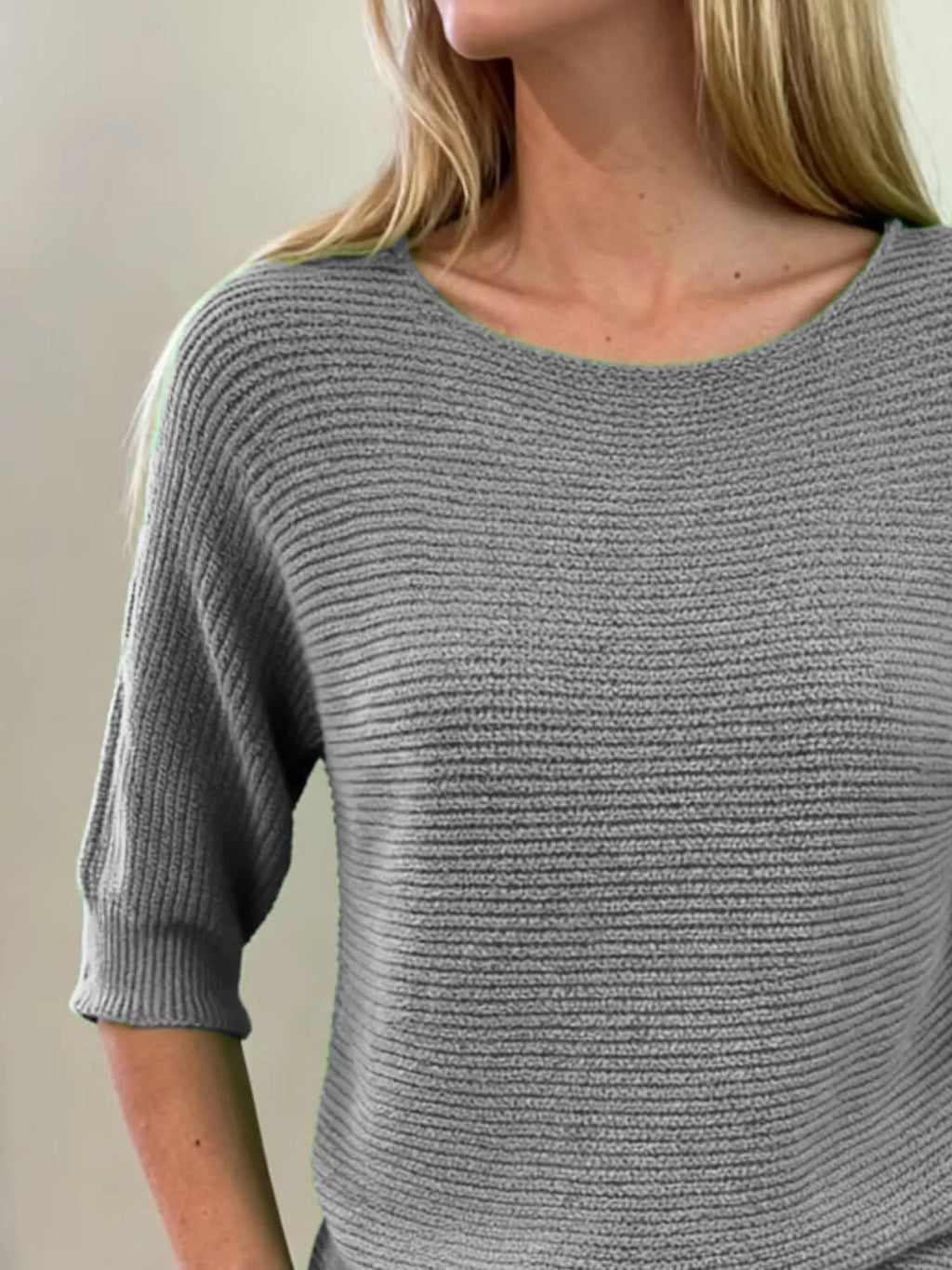 Full Size Ribbed Knit Round Neck Sweater Plus Size