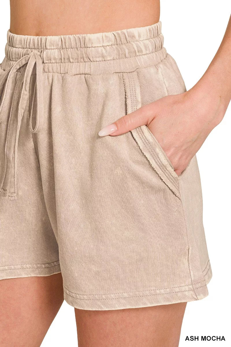 Zenana French Terry Acid Washed Relaxed Top & Short Set