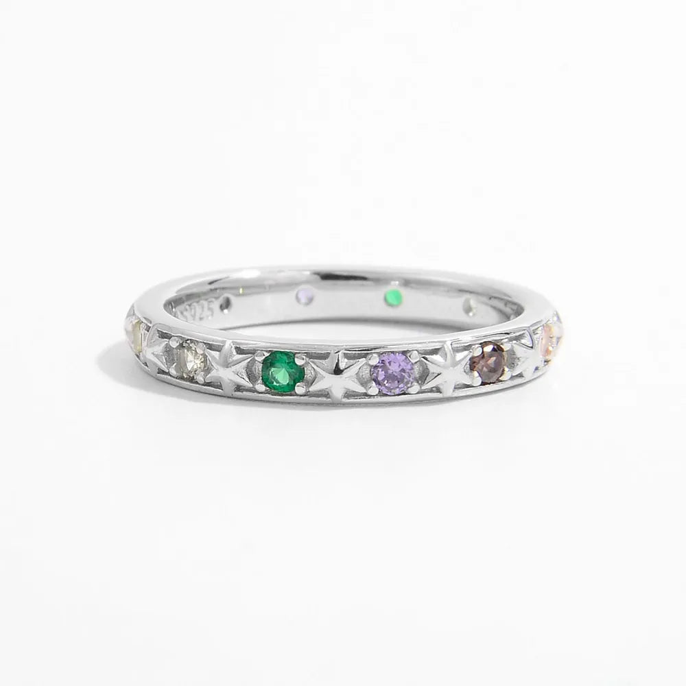 925 Sterling Silver Inlaid Zircon Ring