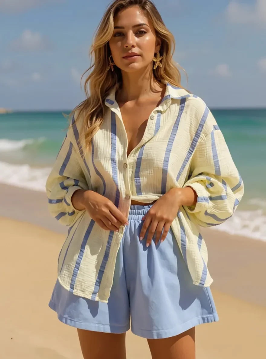 Striped Button Up Long Sleeve Shirt