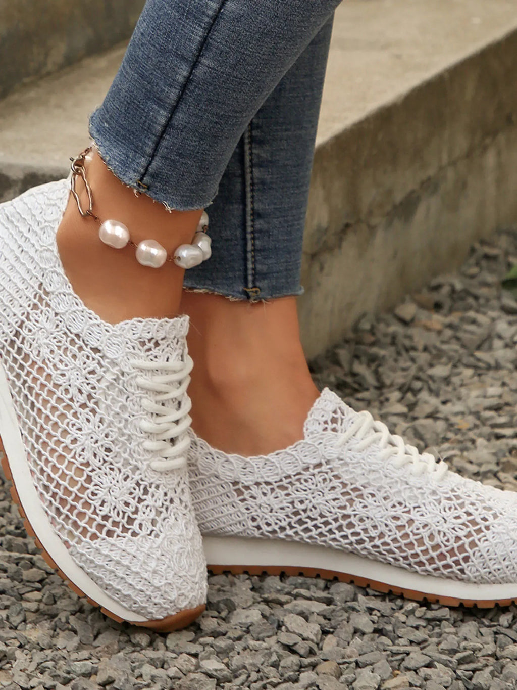 Breathable Mesh Lace-Up Sneakers