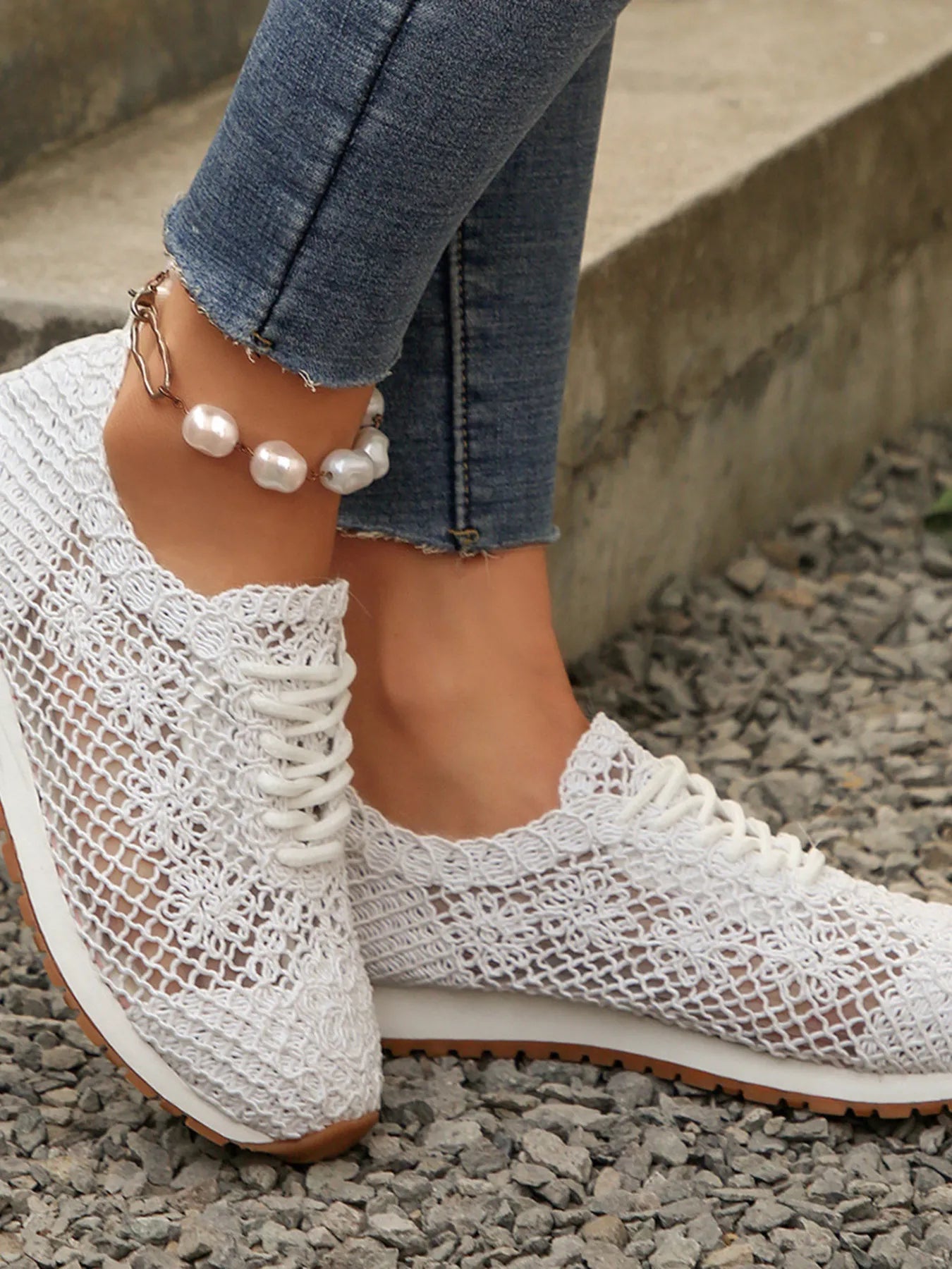 Breathable Mesh Lace-Up Sneakers