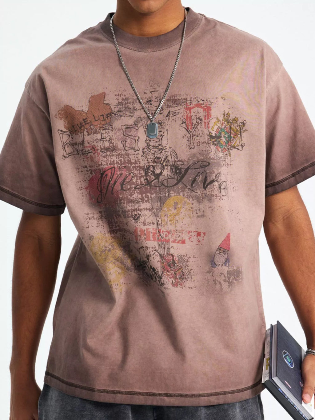 Men's Vintage Graphic Round Neck Oversized T-Shirt