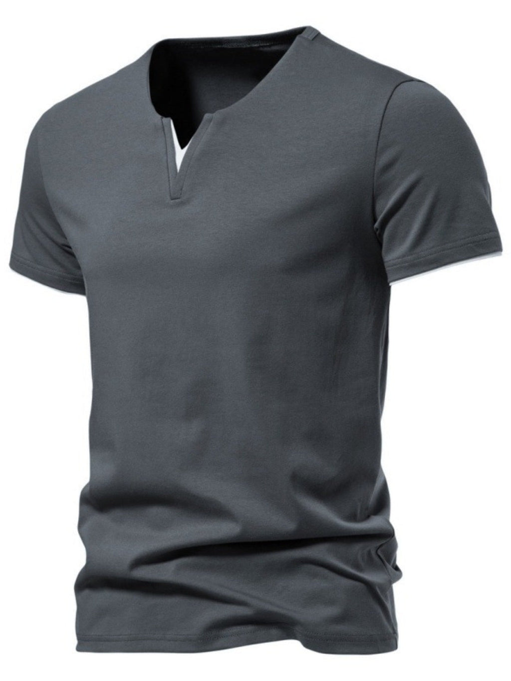 Men's Plus Size Slim Fit Notched Casual T-Shirt