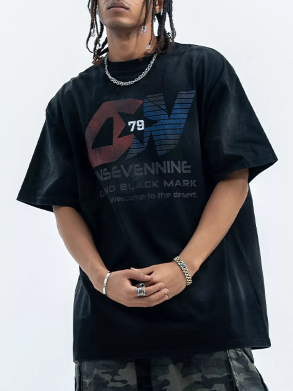 Men's Letter Round Neck Half Sleeve T-Shirt