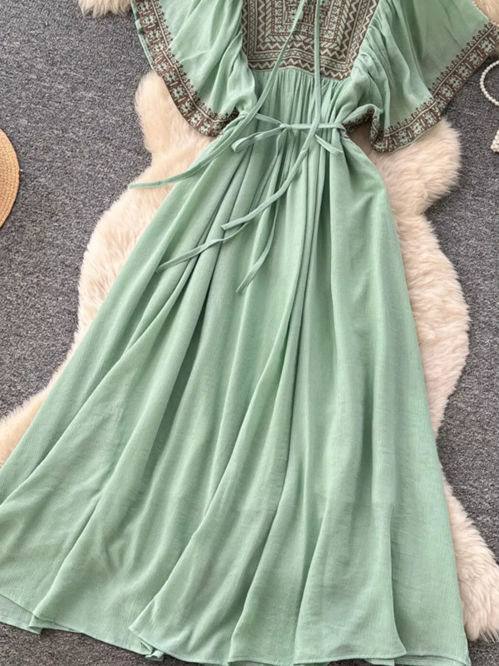 Tie Neck Short Sleeve Dress