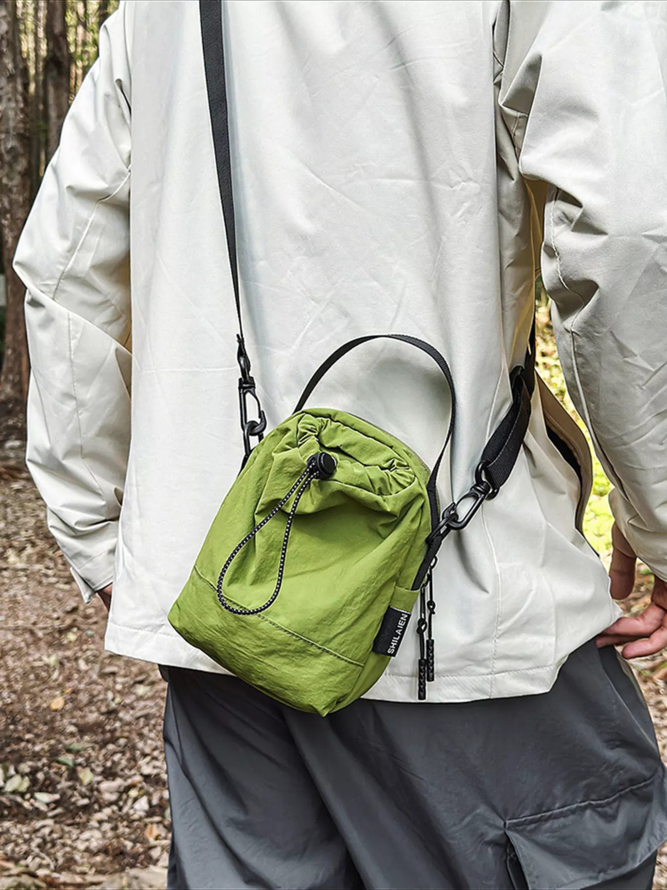 Drawstring Closure Lightweight Shoulder Bag