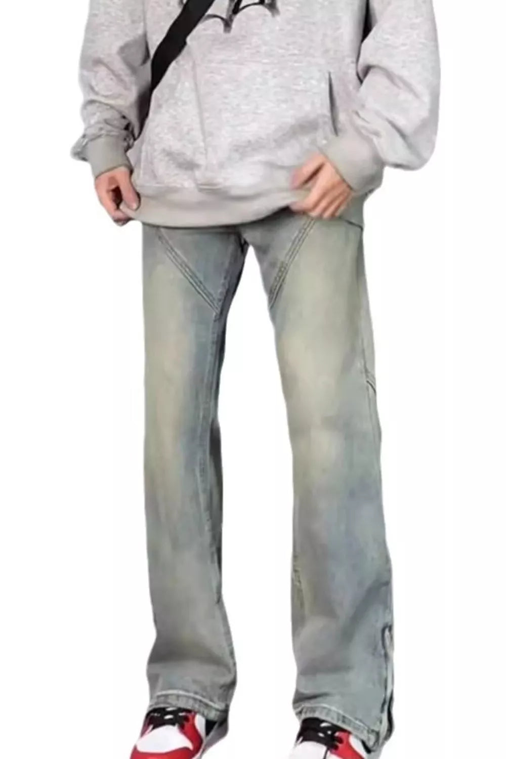 Men's Full Size Vintage Wash Wide Leg Jeans Plus Size