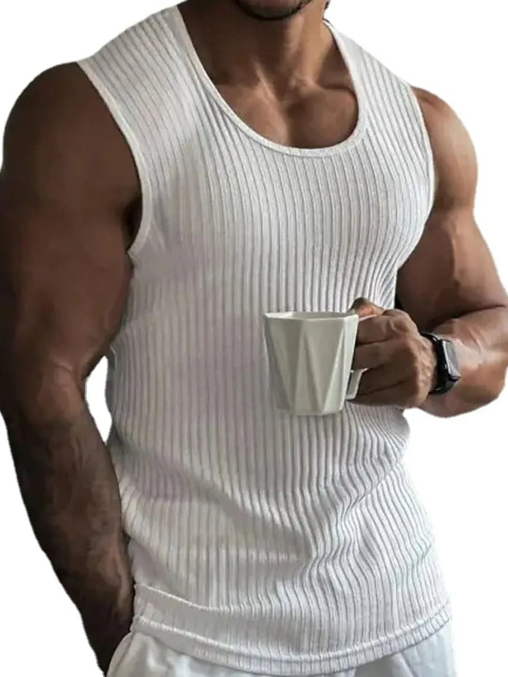Men's Full Size Ribbed Round Neck Tank Plus Size