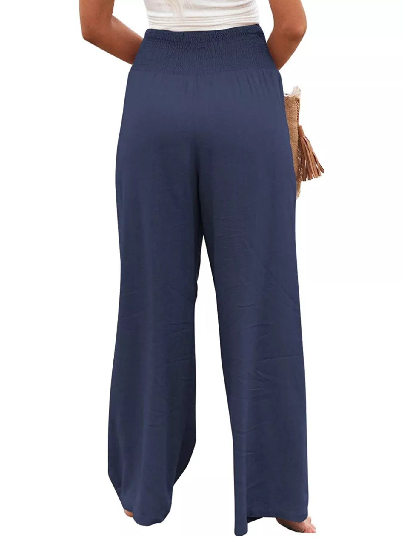 Smocked High Waisted Wide Leg Pants