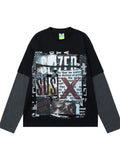 Men's Graphic Round Neck Striped Sleeve T-Shirt