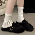Buckle Decor Round Toe Slippers