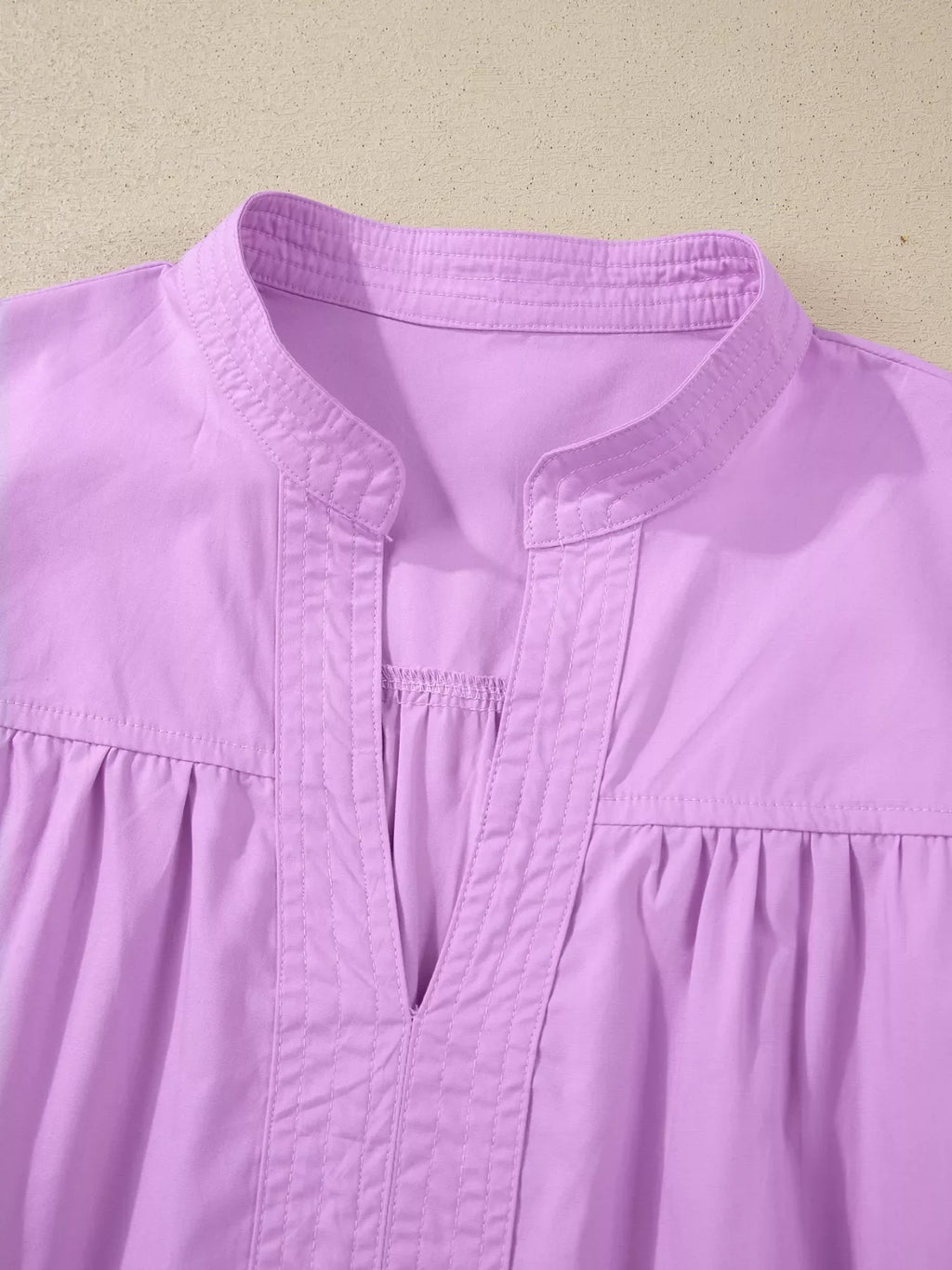 Notched Puff Sleeve Blouse