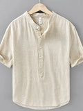 Men's Plus Size Button Detail Short Sleeve Blouse