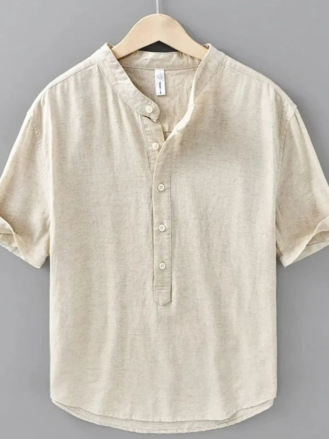 Men's Plus Size Button Detail Short Sleeve Blouse