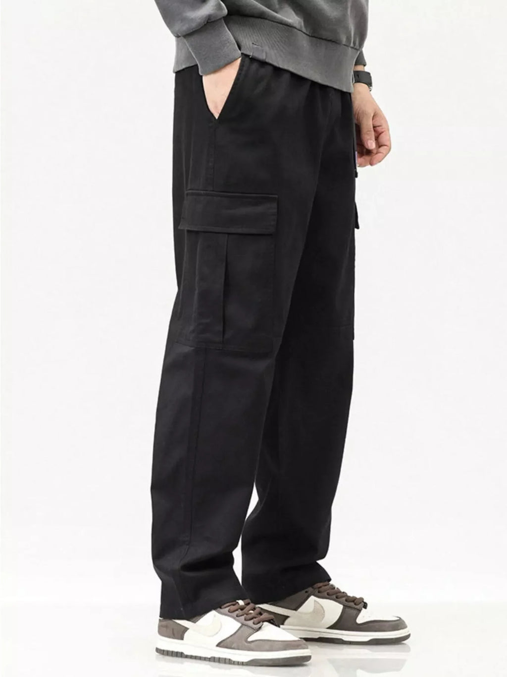 Men's Full Size Casual Cargo Pants with Elastic Waist Plus Size