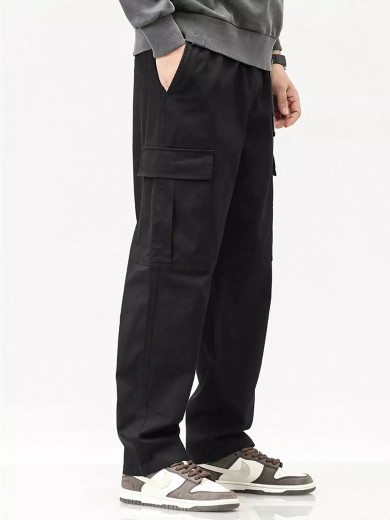 Men's Full Size Casual Cargo Pants with Elastic Waist Plus Size
