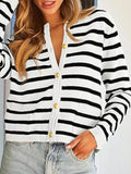 Striped Button-Up Cardigan