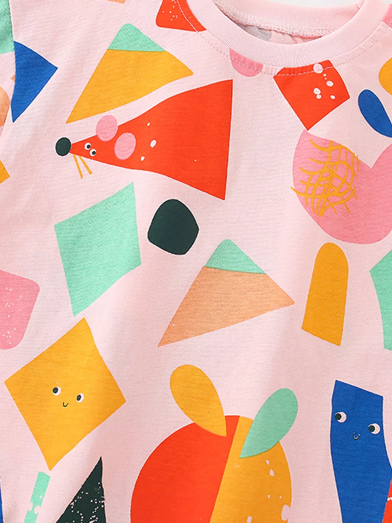 Children's Colorful Geometric Top and Shorts Set