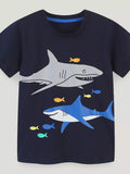 Children's Shark Print Short Sleeve T-Shirt