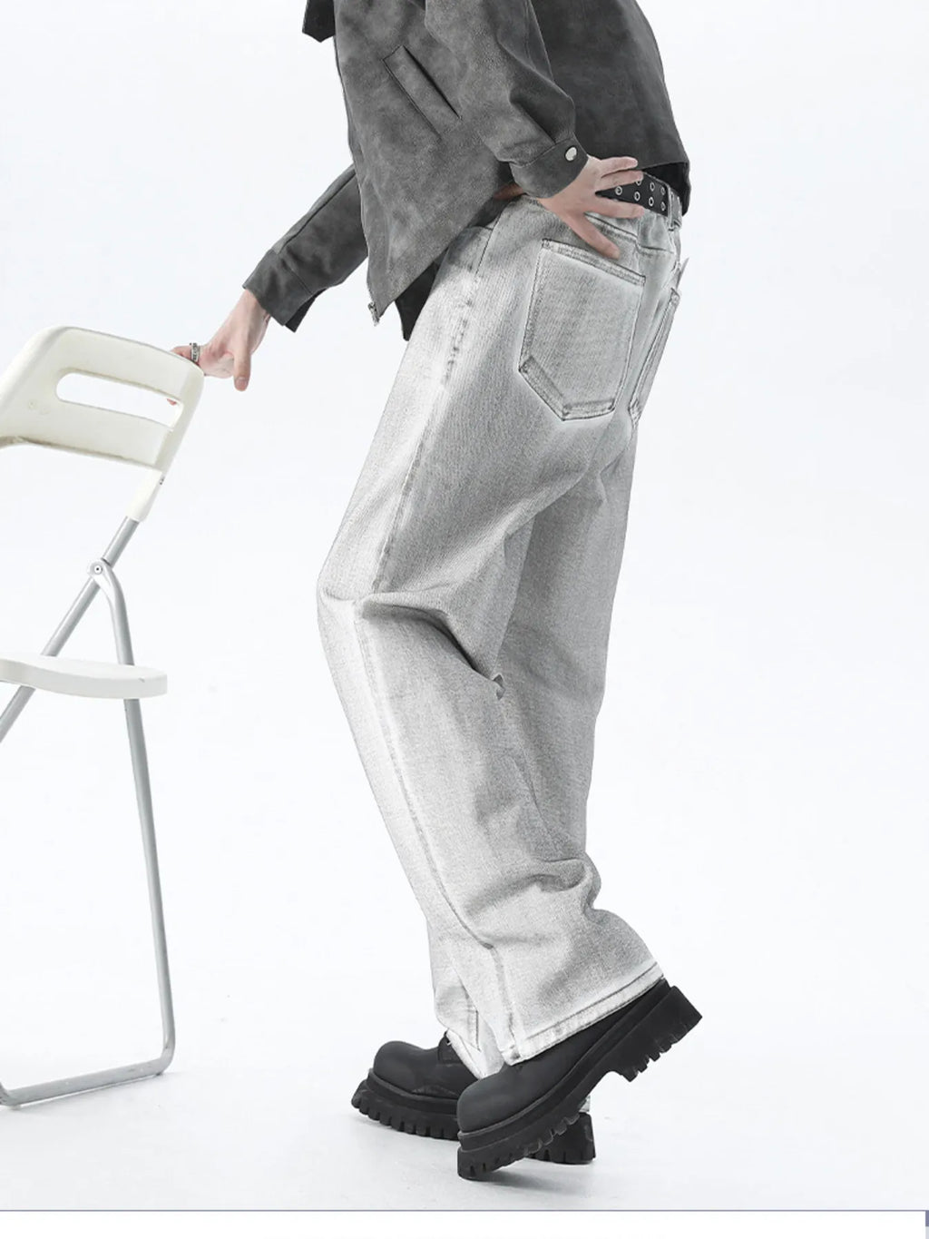 Men's Plus Size Wash Wide Leg Jeans