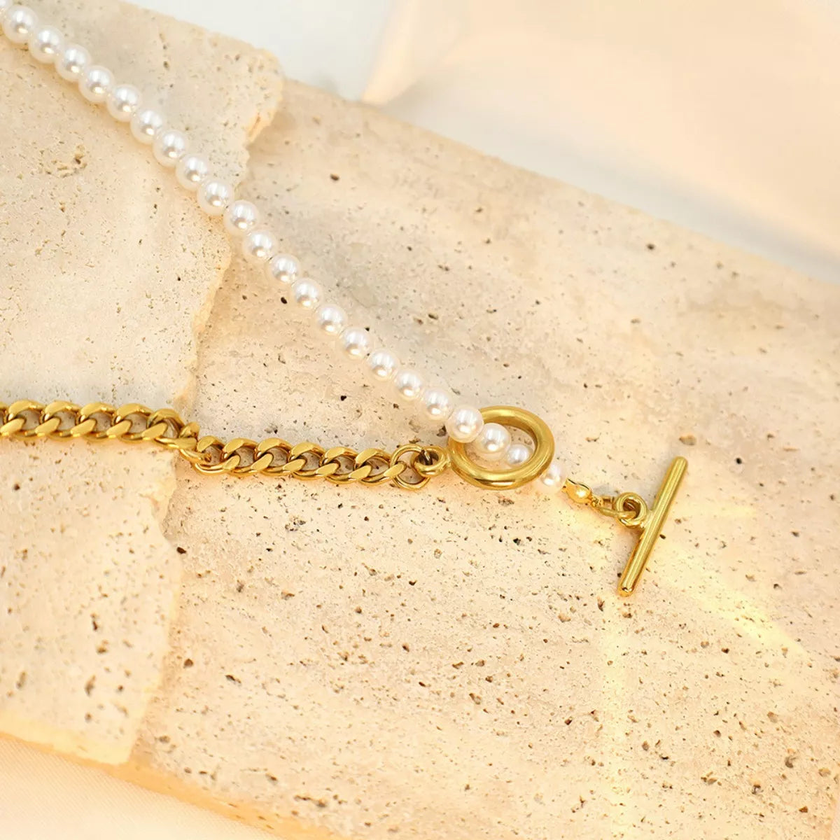 18K Gold-Plated Pearl Toggle Necklace