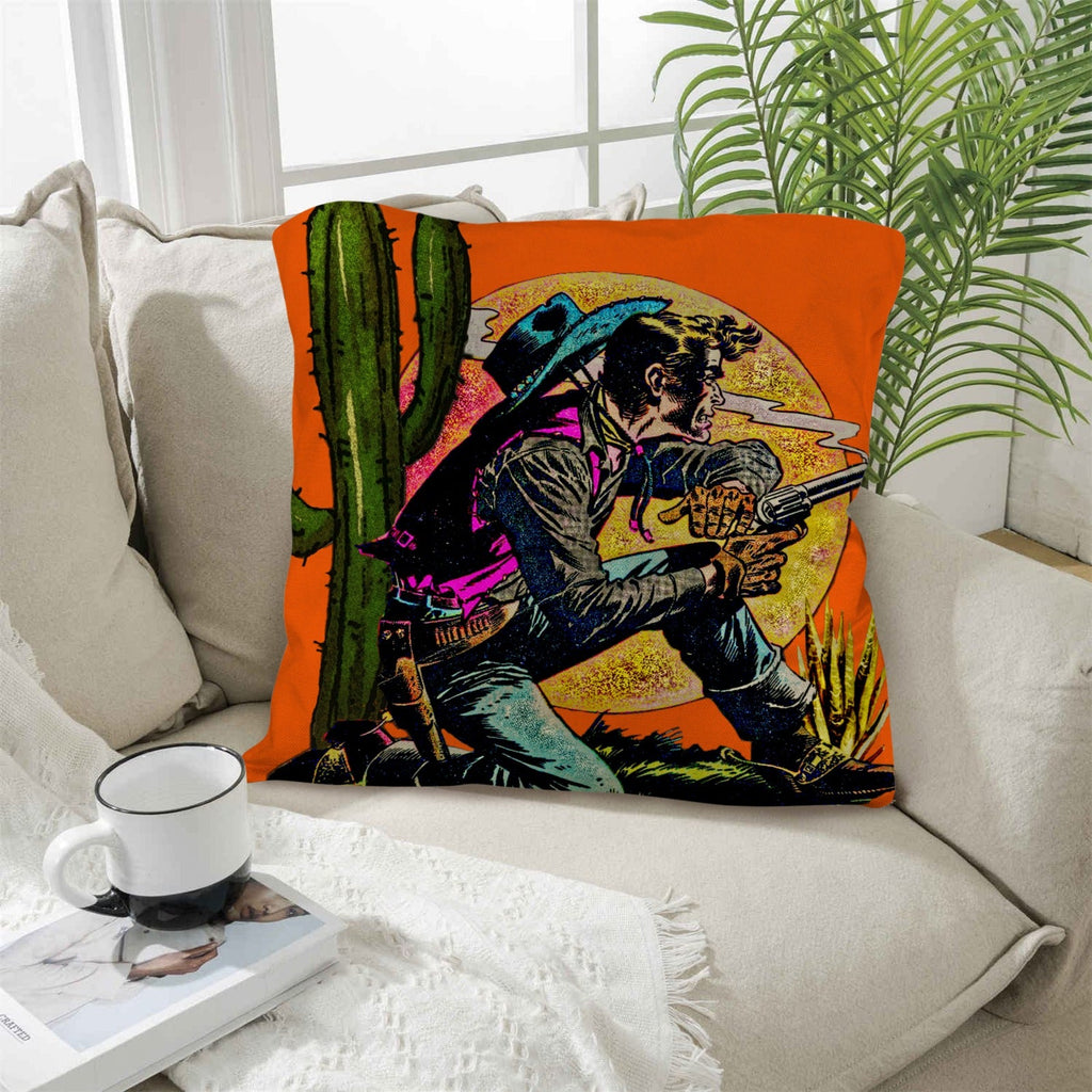 Wild West Cowboy Throw Pillow Case Made in America