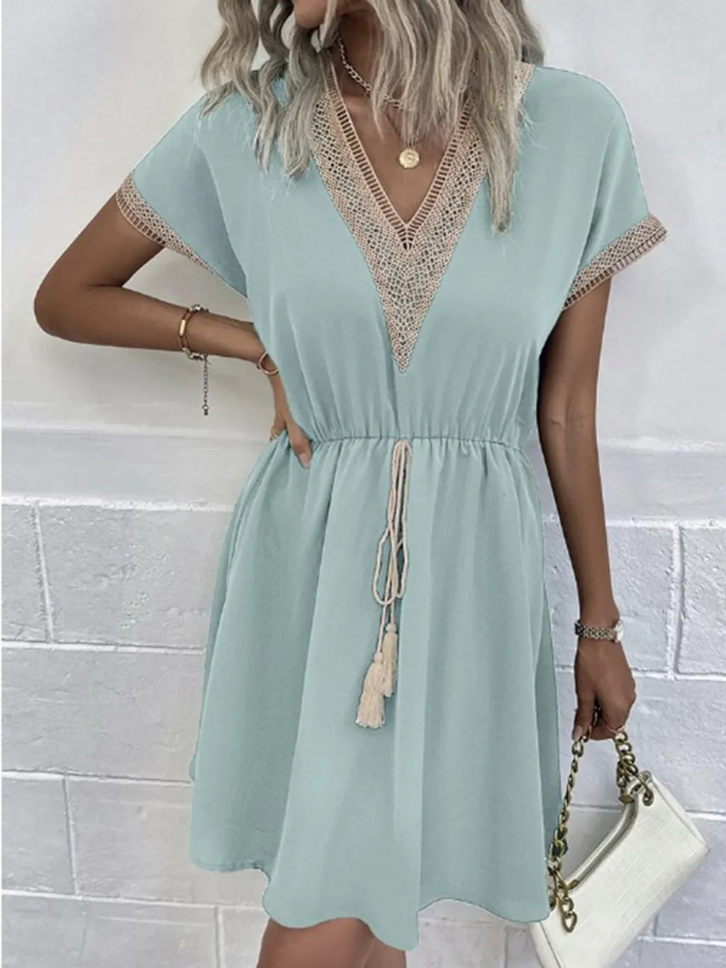 Full Size V-Neck Short Sleeve Dress Plus Size