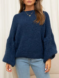 Round Neck Dropped Shoulder Sweater
