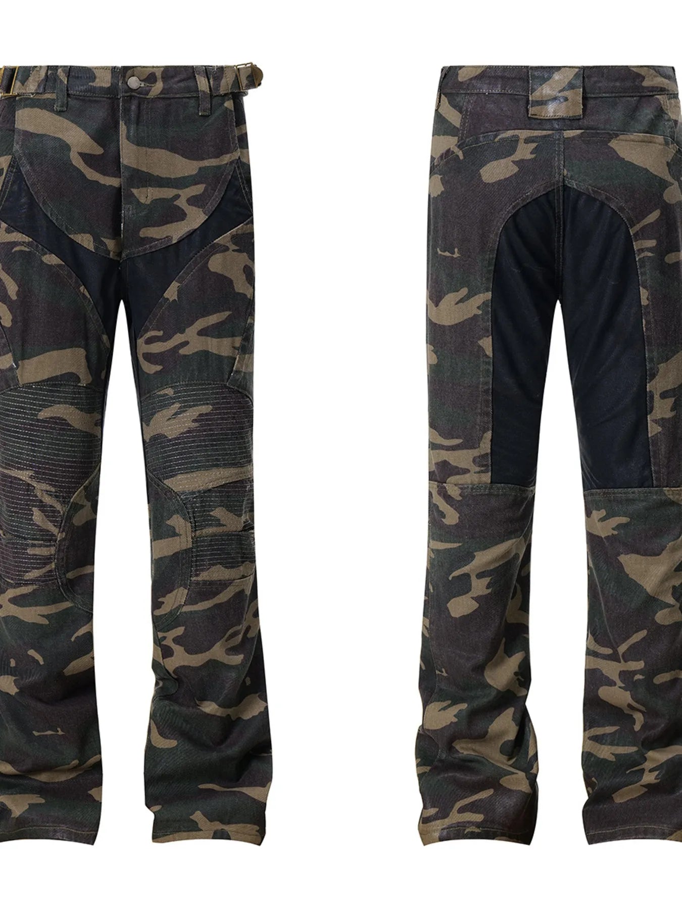 Men's Camouflage Bootcut Jeans with Seam Detail