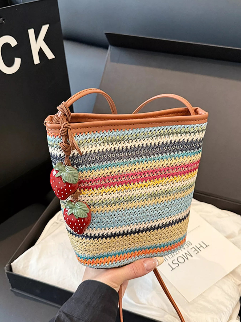 Woven Striped Crossbody Bag