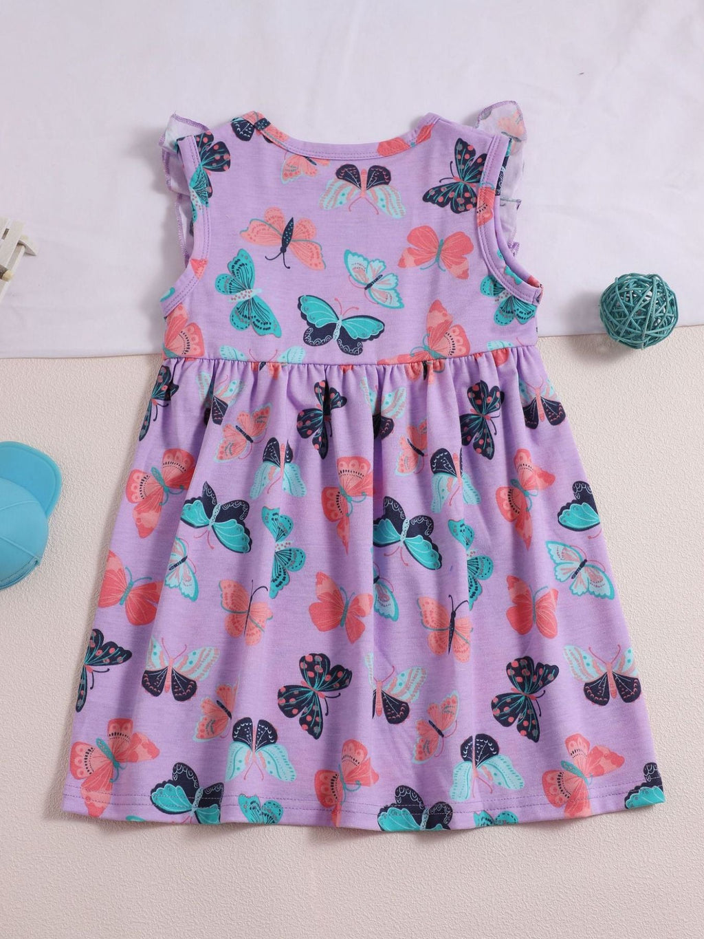 Children's Butterfly Print Ruffled Dress