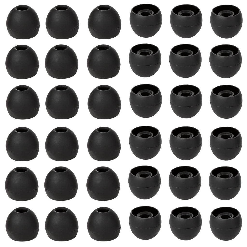 CYADCI 36 Pieces Large Earbud Tips Soft and Comfortable Silicone Earbud Tips Ear Bud Replacement Pieces Silicone Fit Most in-Ear Headphones，Inner Hole 3.8mm -5.5mm，Large Black Earbuds Silicone Tips