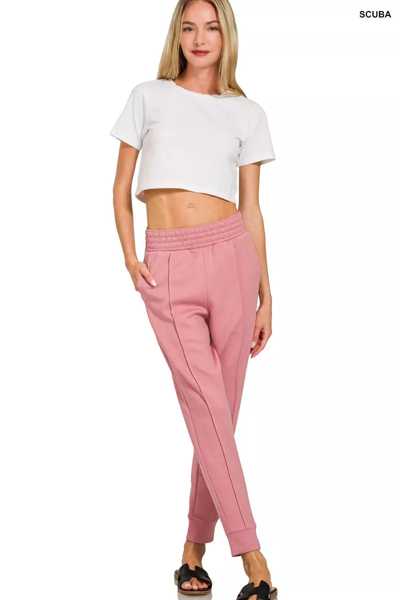 Zenana Scuba Half Zip Pullover and Jogger Set