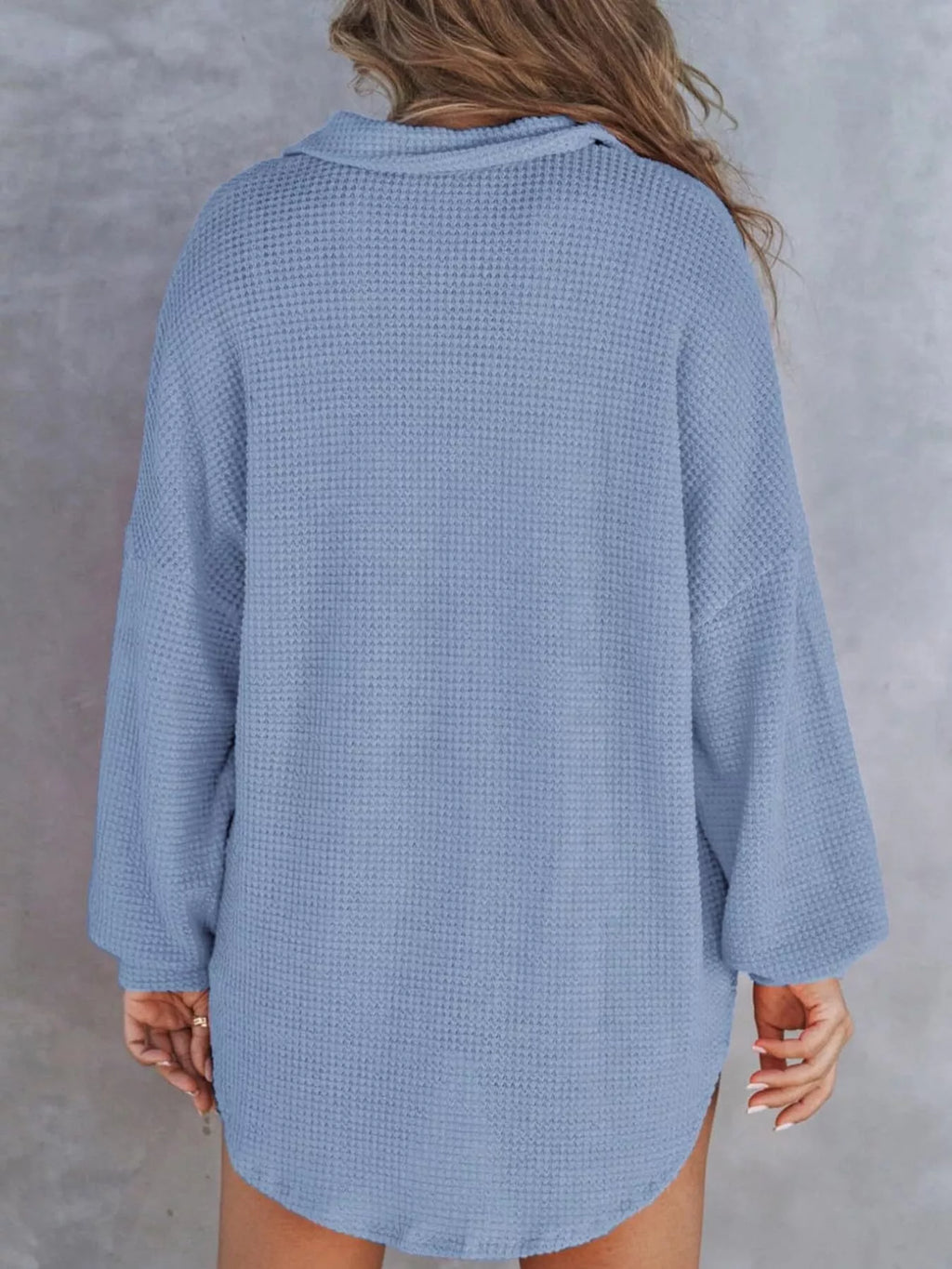 Waffle Knit Button Detail T-Shirt with Pocket